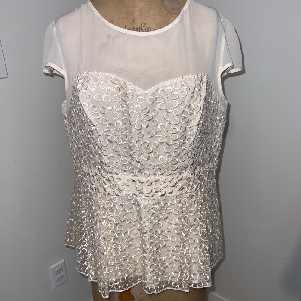 Dorothy Perkins Cream Floral Lace Peplum Top